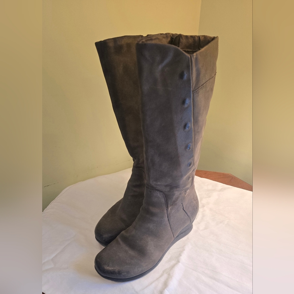 Miz Mooz Gray Leather Wedge boots - Picture 6 of 12
